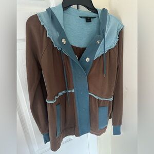 Marc Jacobs blue and brown lightweight button up jacket